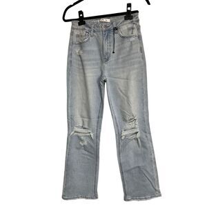 Willow + Root Jeans Womens 26 Blue Denim Distressed Straight‎ Leg NWOT Buckle